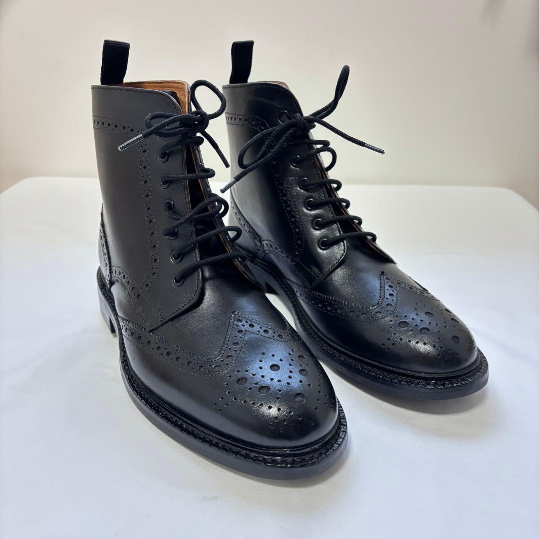 ノーブランド　メンズ　ウイングチップ　ブーツ　ブラック メンズシューズ 革靴 ウイングチップ 外羽根 ドレスカジュアル