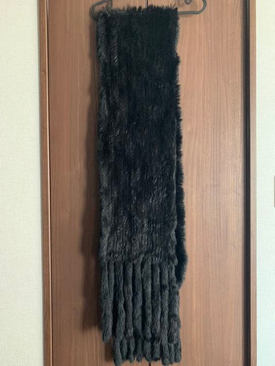 超ロング　ラビットファー　ゴージャス　マフラー　ブラック　新品 ohrora - ブラックファーマフラー ラビット 毛皮 オーロラ株式会社