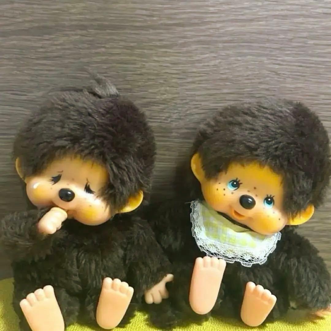 きゃさ　初代モンチッチ　ぬいぐるみ　二体セット　旧タグ レトロチックモンチッチ S レッド/イエロー/パンダ/ウサギ