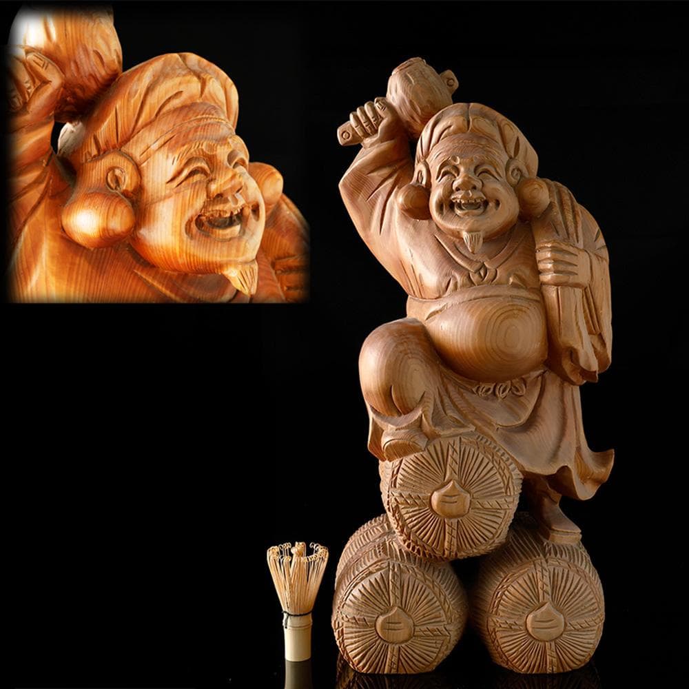 木彫 大黒天像 仏像 東洋彫刻 仏教美術 七福神 縁起物 置物 高さ54㎝ Amazon｜大黒天 置物 木製 仏像 木彫り 七福神 福徳 財運 五穀豊穣