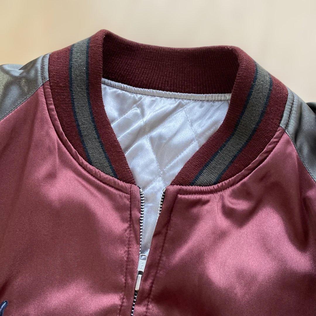 星姫 スカジャン 龍vs黒豹 ワインレッド キルティング 刺繍 3L - メルカリ