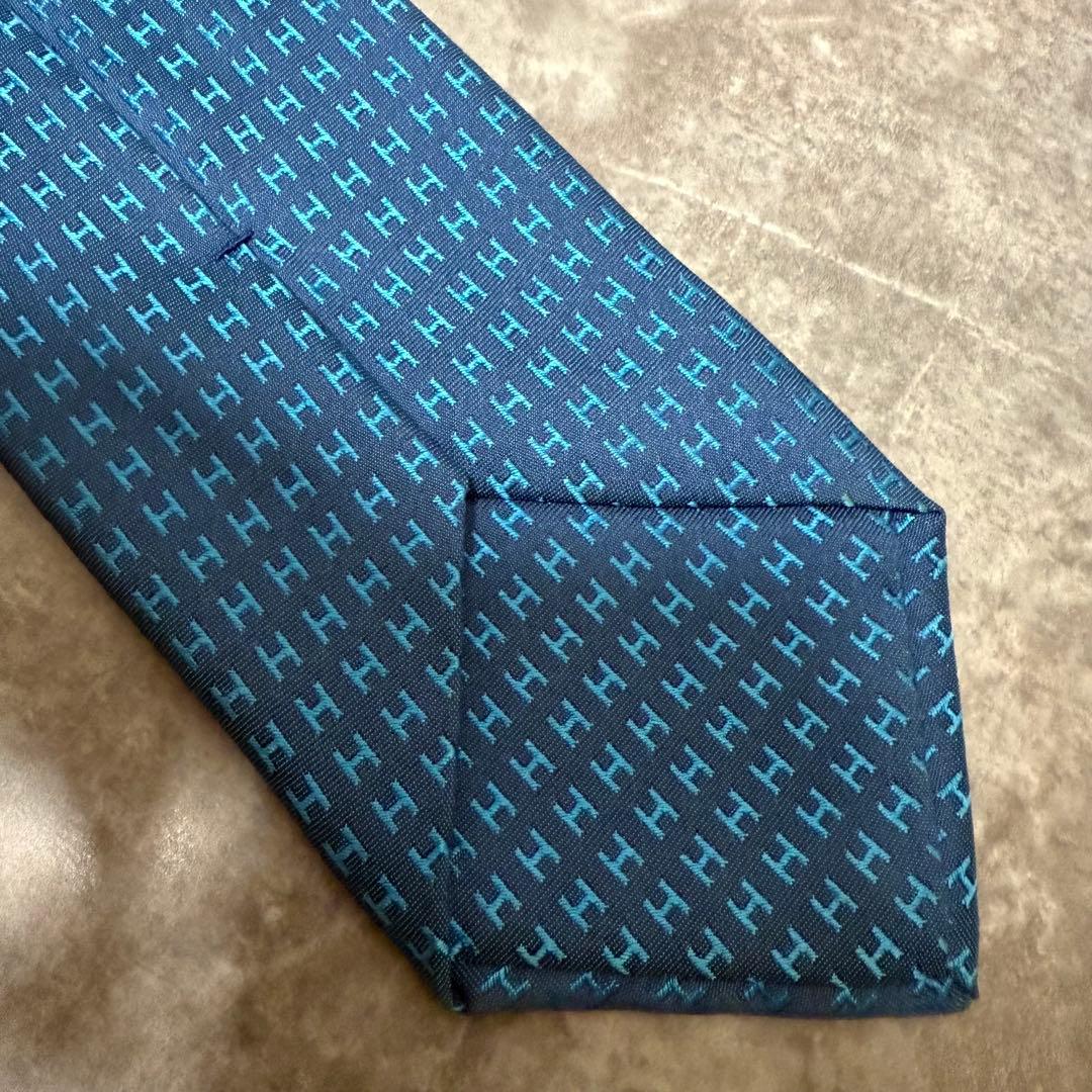 HERMES エルメス ネクタイ ブルー ファソネ H柄 定番 王道 希少 - メルカリ