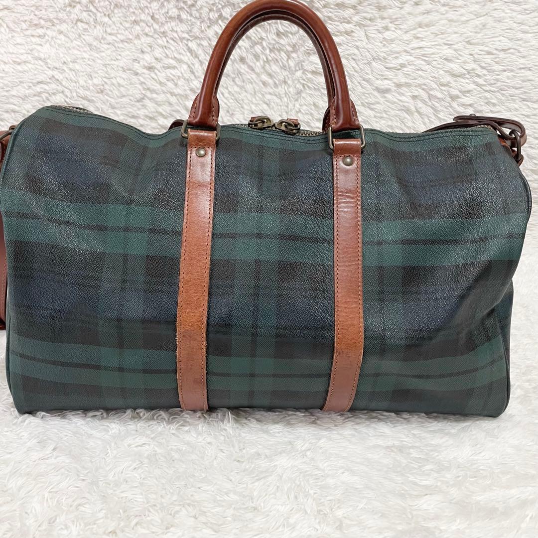 ポロラルフローレン☆2wayボストンバッグ グリーンチェック 大容量