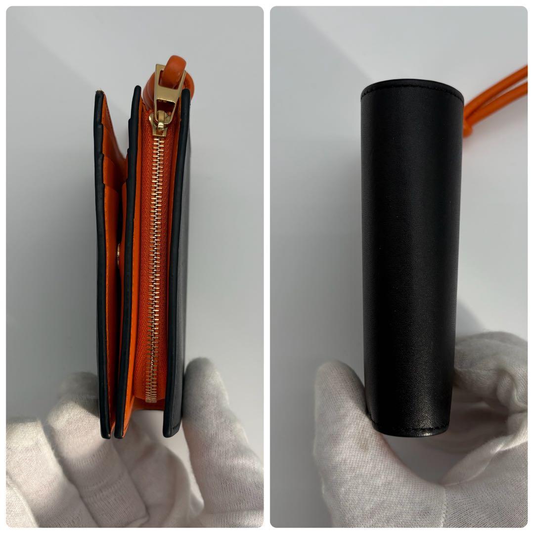 ロエベ ノット コンパクトウォレット レザー ブラック 黒 オレンジ