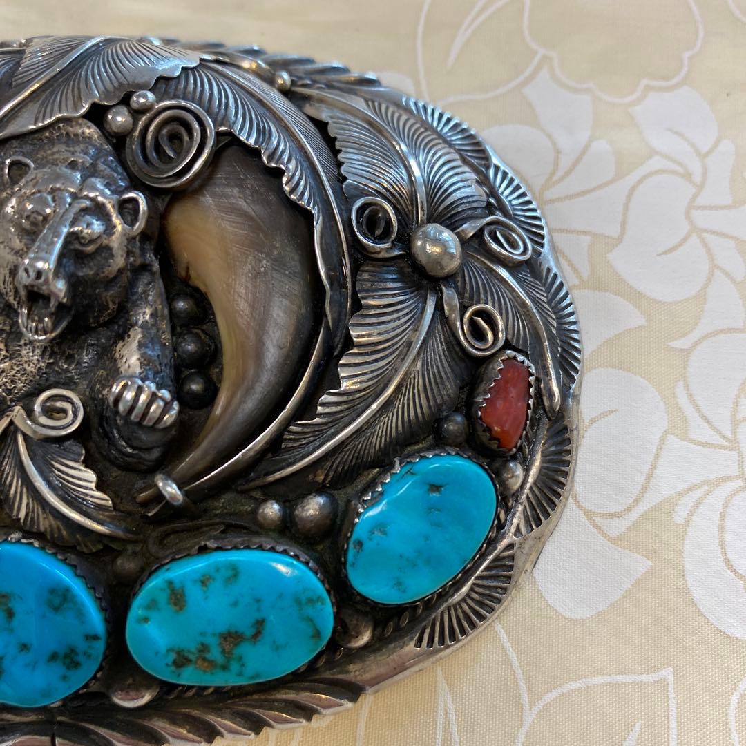 インディアンジュエリー バックル ベルト トルコ石 シルバーバックル