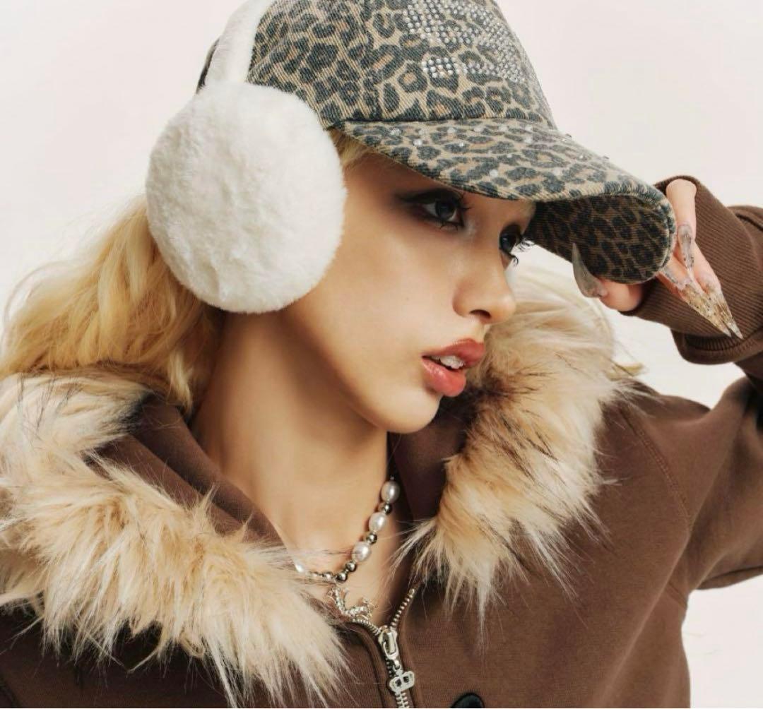 9090 girl Numbering Studs Cap ヒョウ柄 - メルカリ