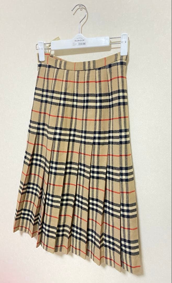 バーバリーズ スカート 膝丈 ヴィンテージ プリーツ ウール100 ノバ