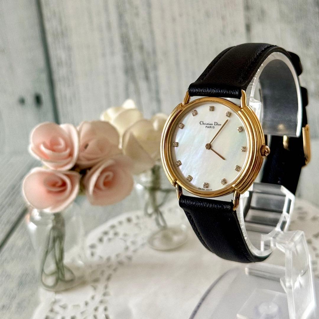 【希少】Christian Dior ディオール 腕時計 ラウンド 12Pシェル Christian Dior ディオール ラウンド シェル ウォッチ 腕時計