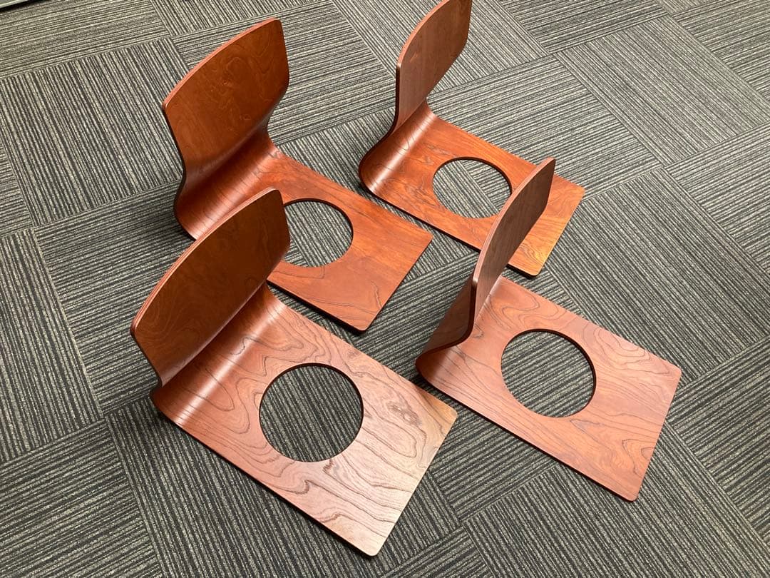 美品★天童木工★Tendo★木製★座椅子★4脚セット★旅館 天童木工 / Tendo ロッキング 座椅子 垂見健三 ヴィンテージ 中古 希少