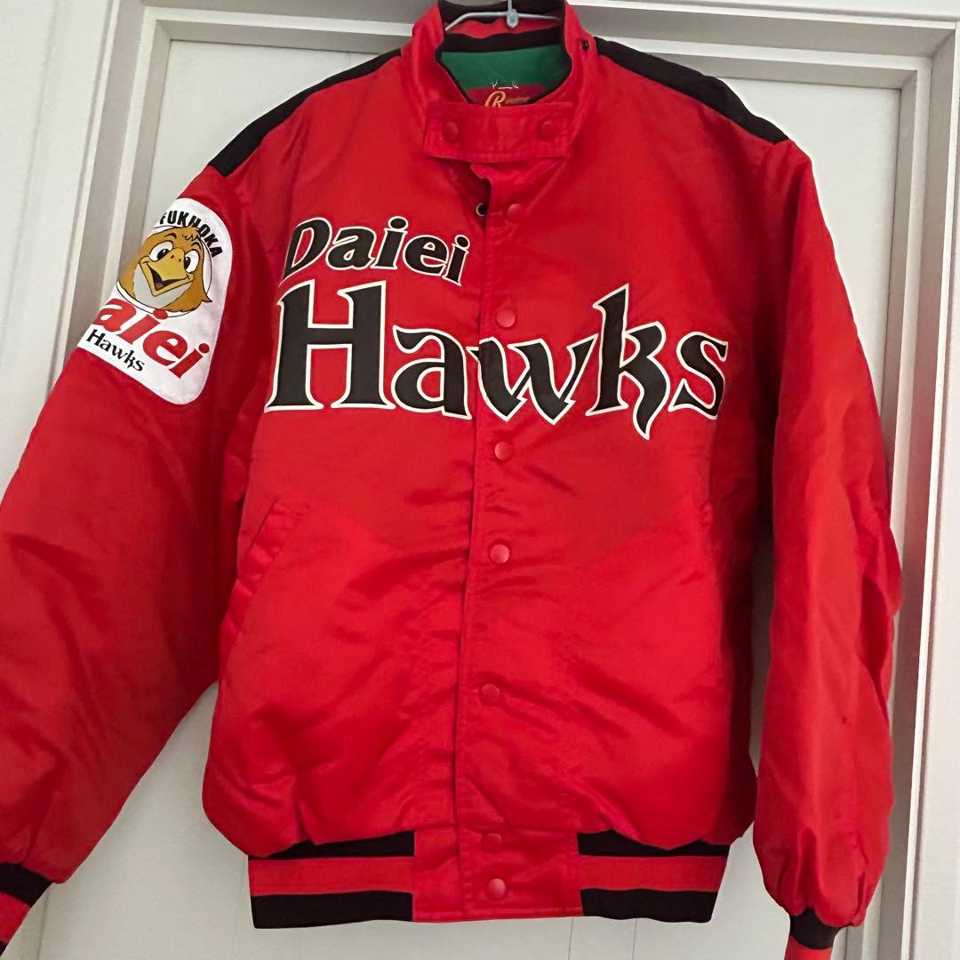 【美品・希少品】Daiei Hawks ダイエイホークス　ジャケット レッド L ダイエーホークス ソフトバンクホークス スタジアムジャンパーLLサイズ