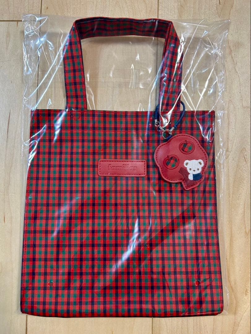 新品未開封　ファミリア　familiar トートバッグ　赤チェック　小 新品】ファミリア familiar 赤 チェック トートバッグ 小 - メルカリ