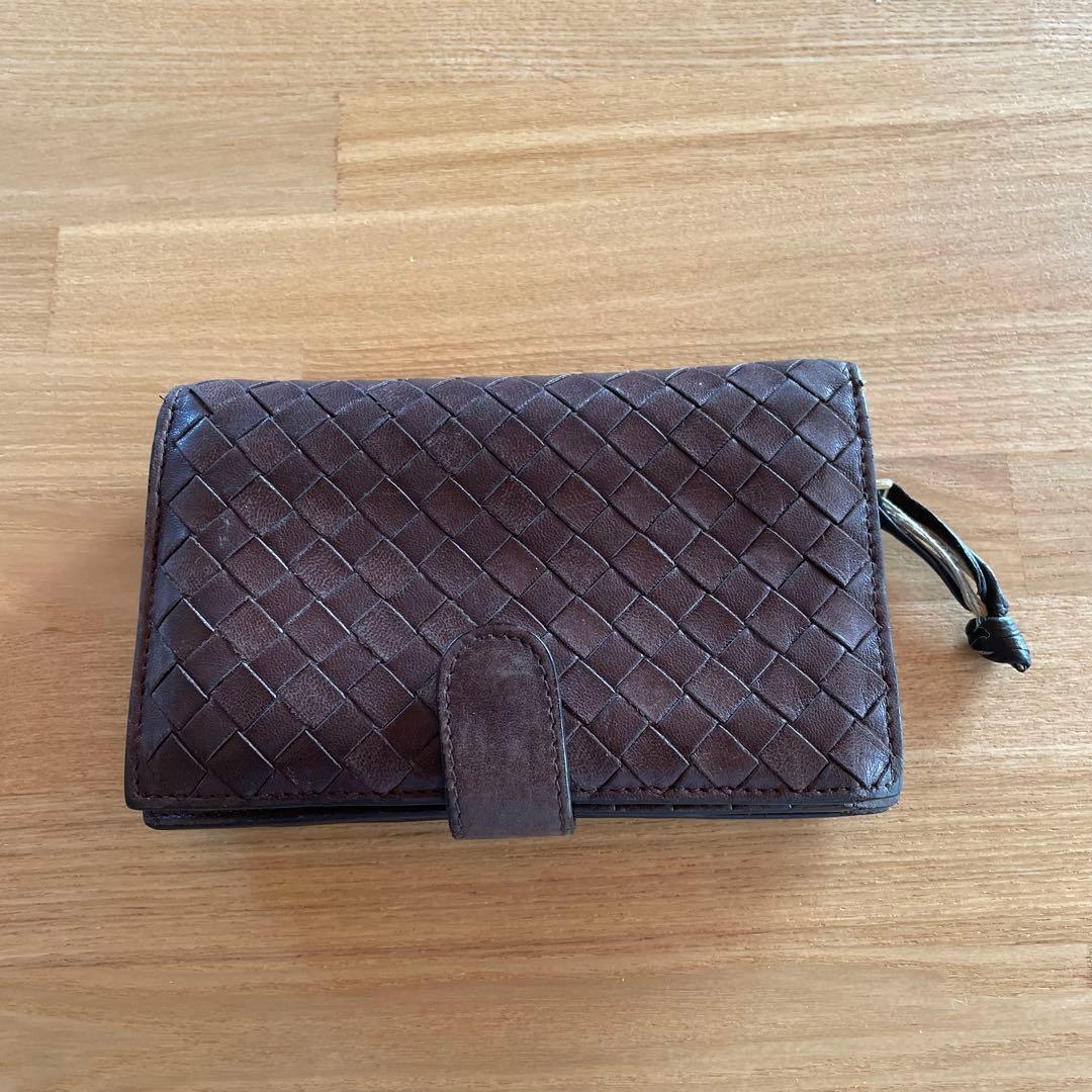 BOTTEGA VENETA ダークブラウン 二つ折り財布 - メルカリ