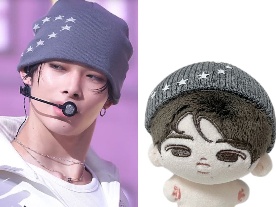 enhypenニキ ぬいぐるみ服 10cm 着せ替え グレーニット帽 - メルカリ