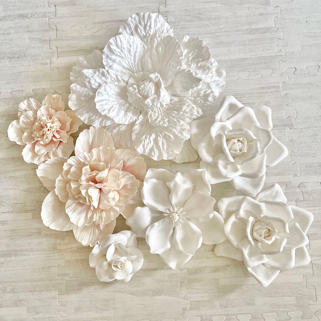 フランフラン　francfranc ウォールフラワー７点セット ウォールフラワーと時計を組み合わせてお部屋に華やかさを