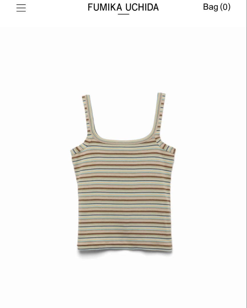 FUMIKA UCHIDA ストライプタンクトップ FUMIKA UCHIDA： MULTICOLOR STRIPE U-NECK TANKTOP - WHT/BGE/BRW