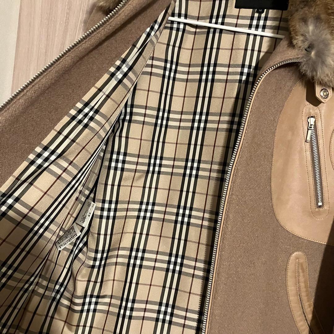 バーバリーブラックレーベル 羊革 ラビットファー ジャケット ノバ