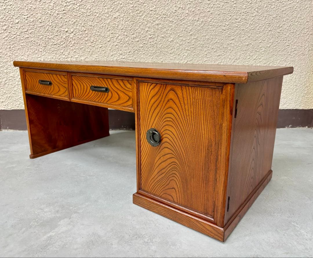 昭和レトロ 文机　ローデスク　引出し2杯　ローボードにも 引出し付き 座机 文机 ローテーブル ヴィンテージ ナチュラル 和骨董