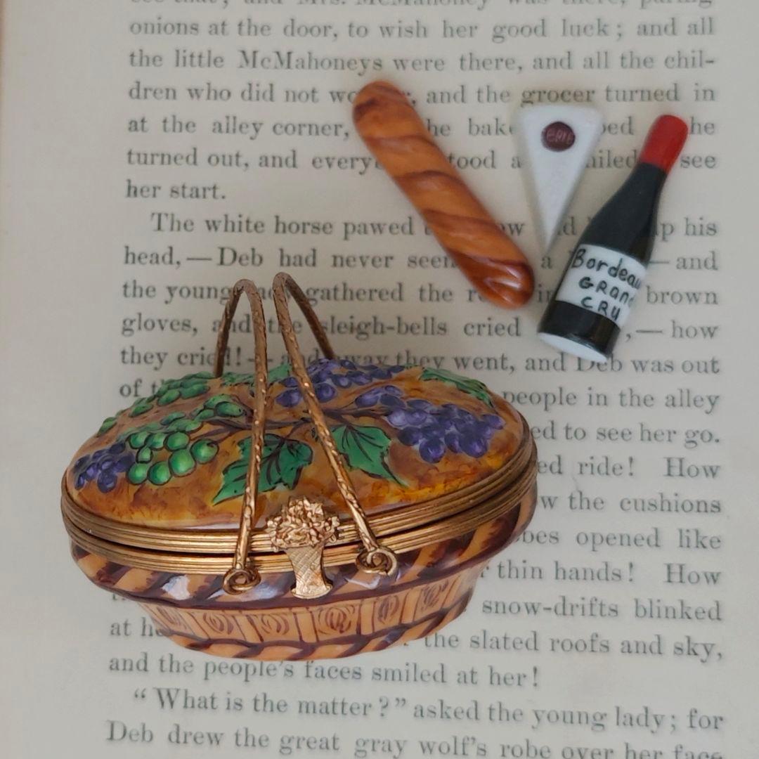 限定生産リモージュボックス　ぶどうがいっぱいのピクニックバスケット　フランス製 2-686 ピクニックバスケット (LL) かごのお店ラッセル | かごのお店