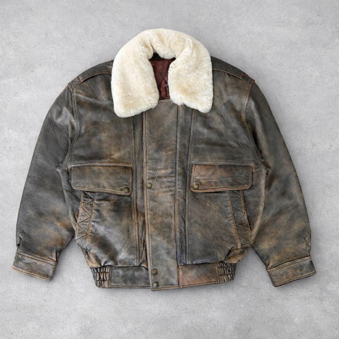 羊革】90s vintage leather jacket g1 a2 短丈 - メルカリ