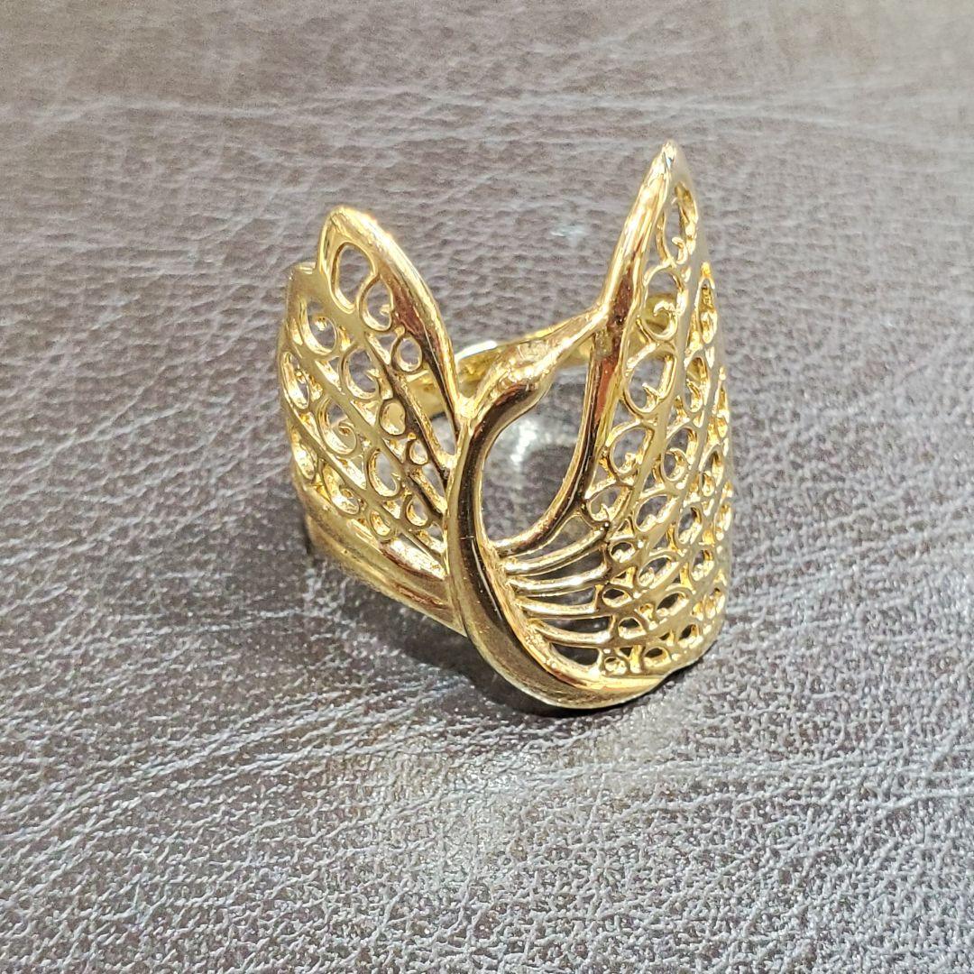 週末限定価格 K18 透かしデザイン リング K18 透かし コンビネーション デザイン リング YG WG 地金 指輪 18金