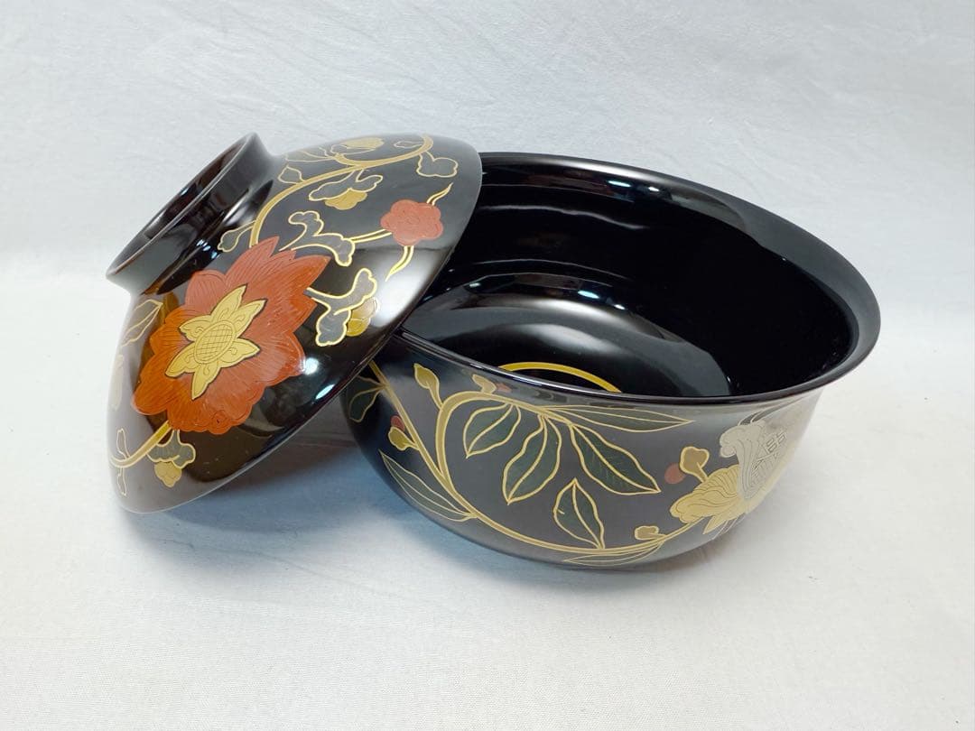 ほぼ未使用 茶道具 平安象彦 木製 長寛写 牡丹唐草 砂金袋形