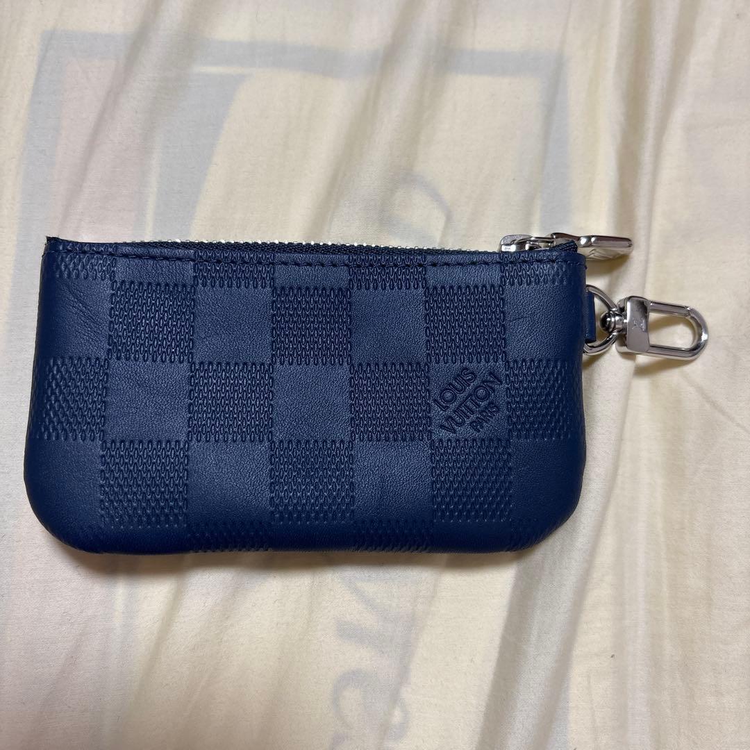 ルイヴィトン　ネイビー チェック柄 レザー ケース LOUIS VUITTON（ルイ・ヴィトン） カードケース ポルトカルトダブル