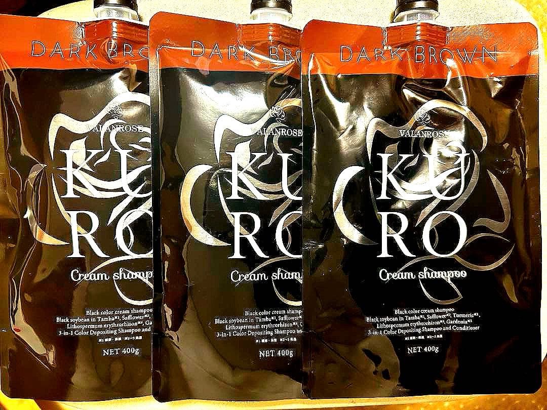 バランローズ KUROクリームシャンプー ダークブラウン400g×2袋白髪染め