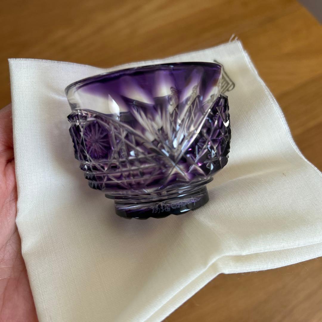 新品‼️薩摩切子、中根櫻龜、なかねおうき、希少、島津紫、ぐい呑