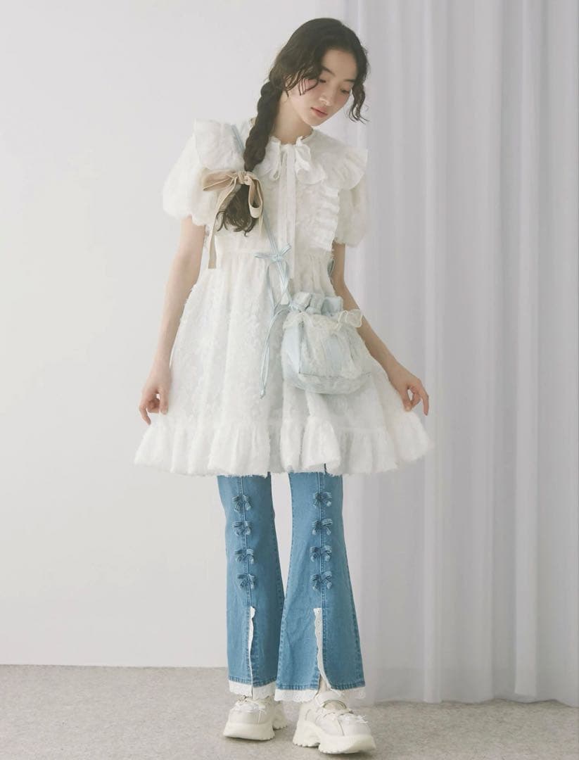 merry jenny メリージェニー　flowerジャガードミニワンピース merry jenny（メリージェニー）の「flowerジャガードミニワンピース