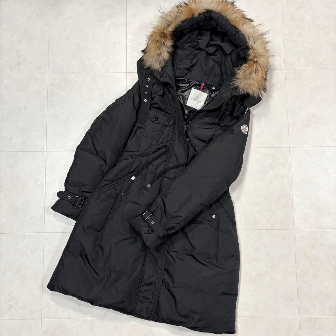 ☆Moncler モンクレール ダウンコート Phalangere ブラック 中古・古着通販】MONCLER (モンクレール) ダウンコート PHALANGERE