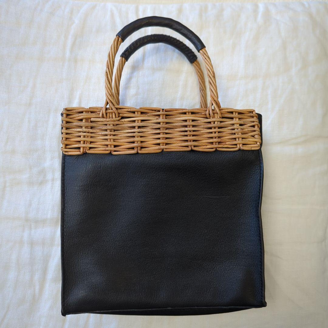 タイドウェイ　レザーかごバッグ タイドウェイ TIDEWAY ARAROG×LEATHER HANDLE SQUARE TOTE レザー×かご