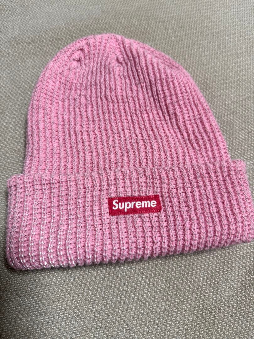 supreme ニット帽 ビーニー ピンク - メルカリ