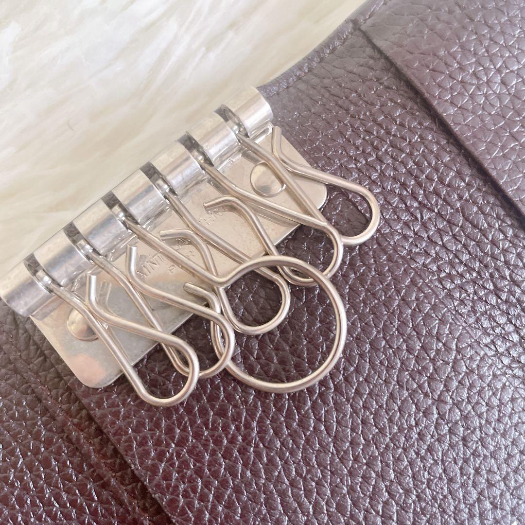 美品✨サンローラン キーケース 6連 キーリング レザー ダークブラウン