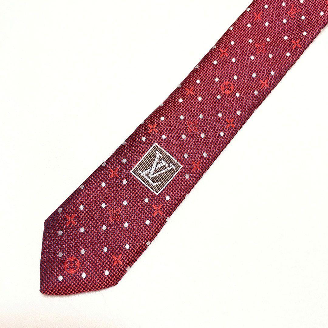 未使用級 ルイヴィトン Louis Vuitton ネクタイ レッド モノグラム