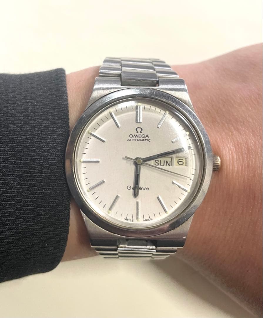 OMEGA オメガGeneve ジュネーブ自動巻き ホワイト - メルカリ