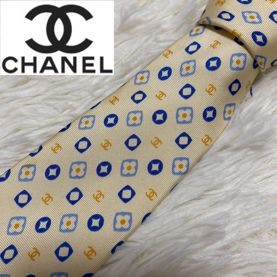 CHANEL シャネル ネクタイ ココマーク ベージュ ホワイト 結婚式 成人