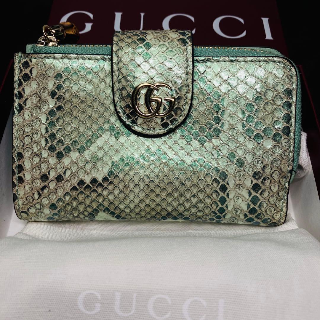 新品未使用 GUCCI(グッチ)バンブー パイソンダブルG ミディアム