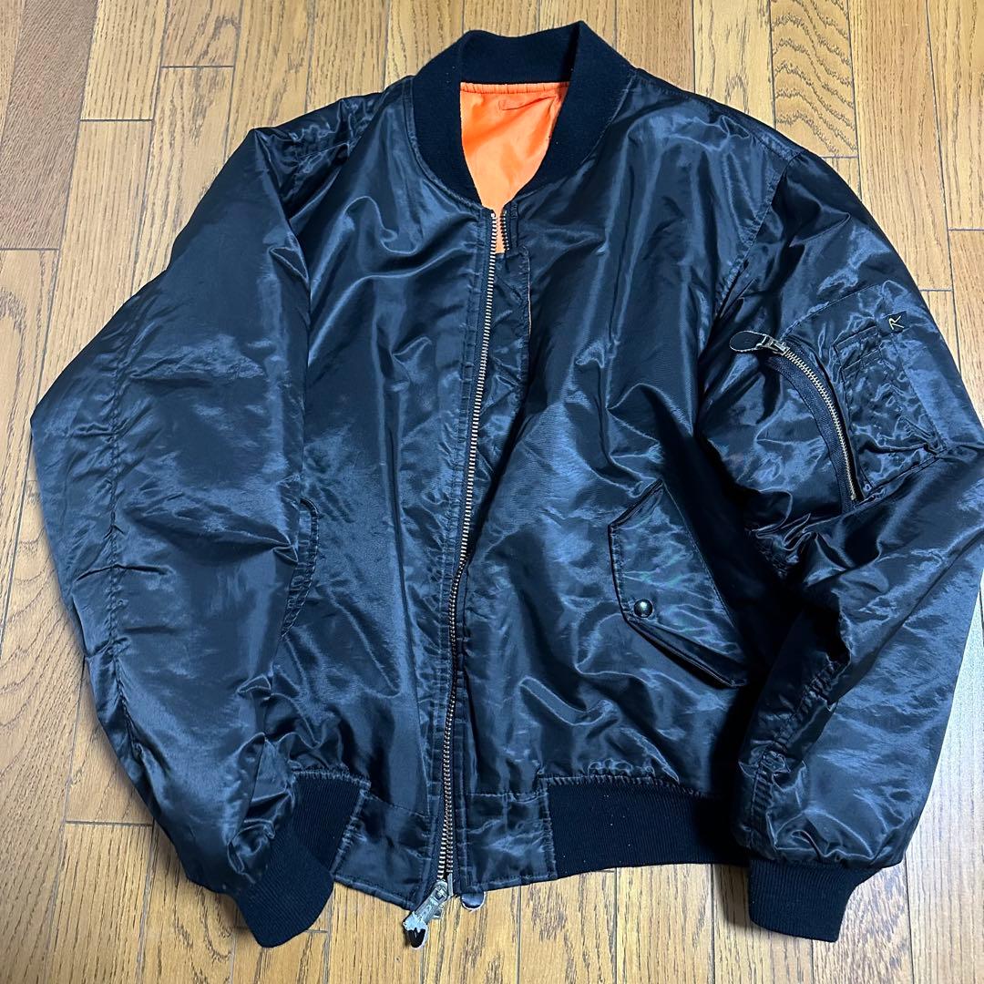 MA-1 フライトジャケット 黒 オレンジ裏地 - メルカリ