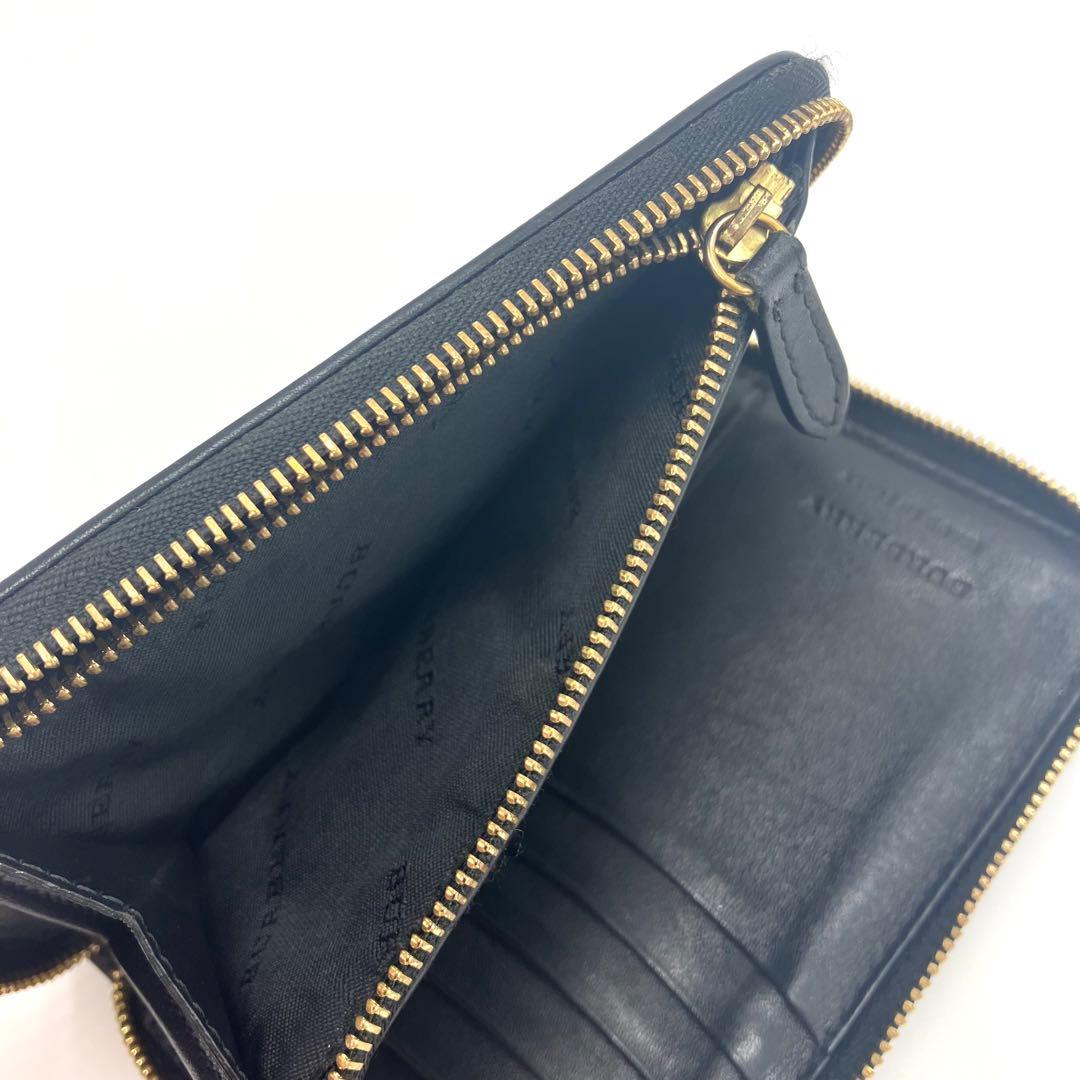 美品 バーバリー 長財布 ラウンドジップ ノバチェック レザー