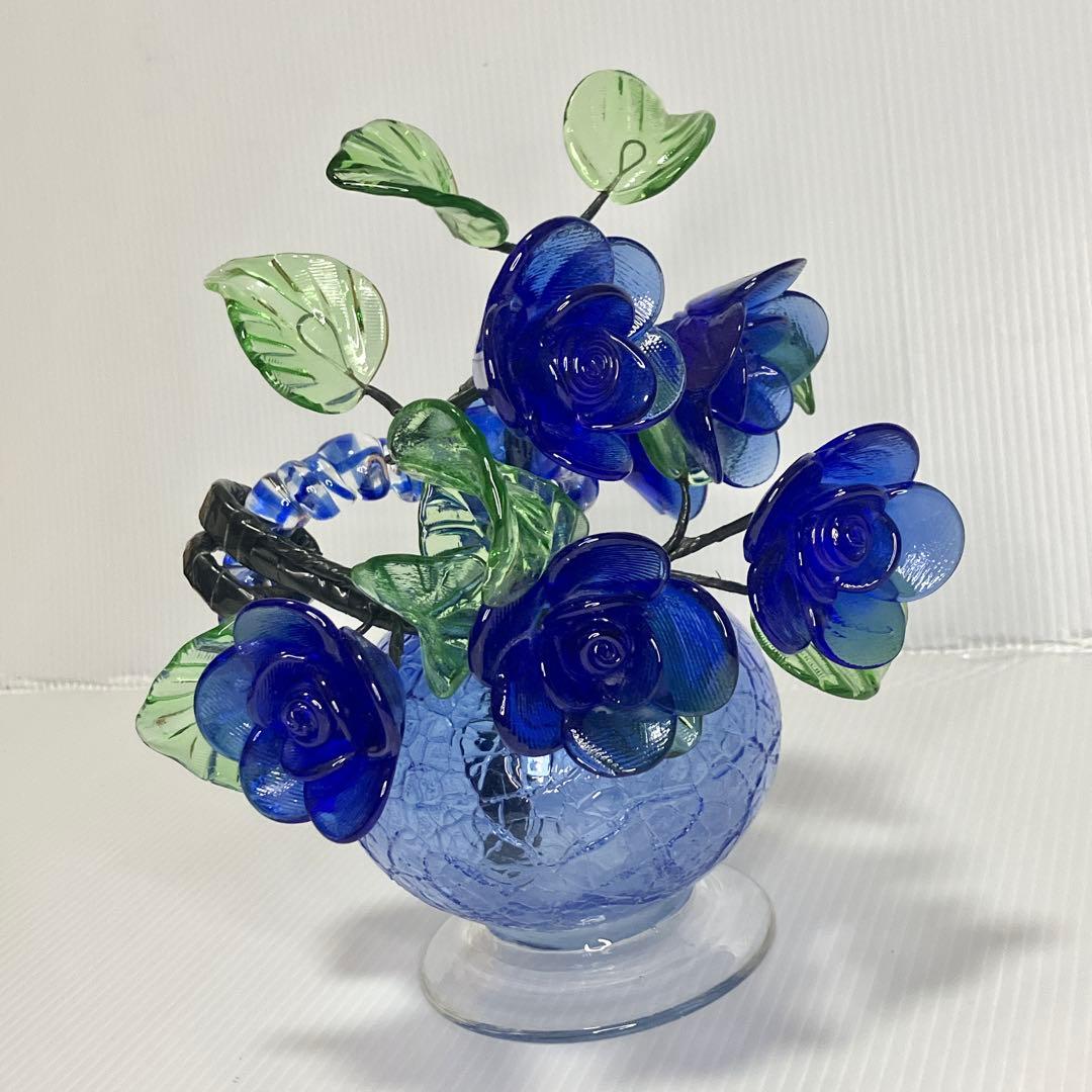美品】琉球ガラス 花瓶 フラワーオブジェ ガラス工芸 置物 インテリア
