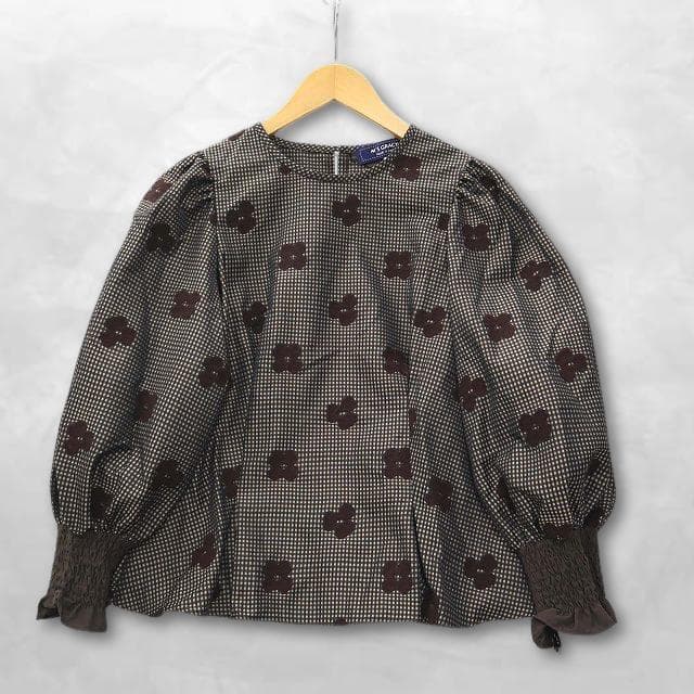 未使用 エムズグレイシー デイジー フロッキー ギンガムチェック×お花柄ブラウス AZUL BY MOUSSY | シアーチェックフラワー柄ブラウス (シャツ