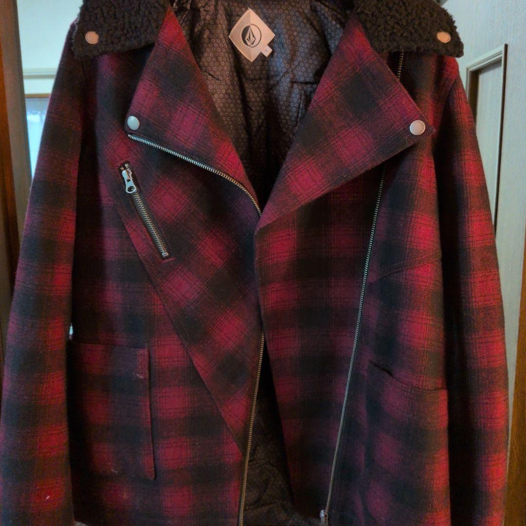 Volcom 赤黒チェック ダブルライダースジャケット Sサイズ - メルカリ