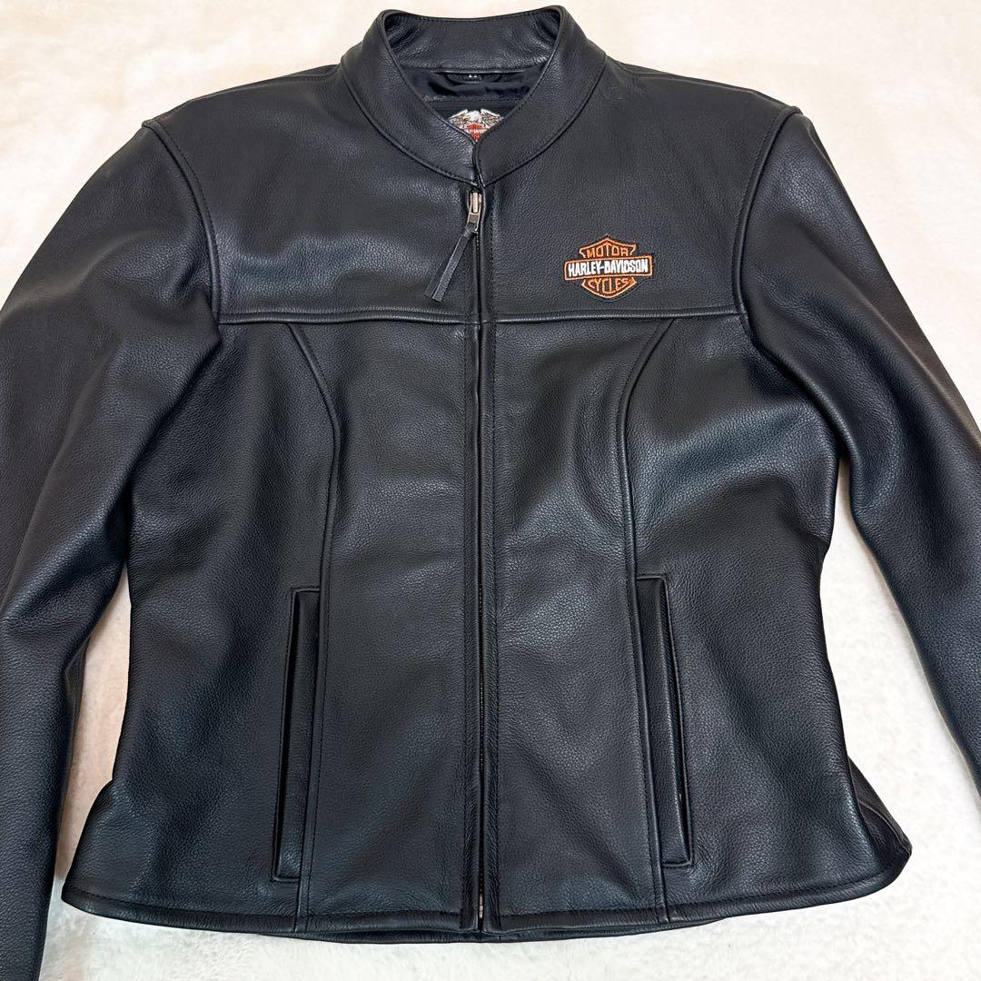 極美品✨ ハーレーダビッドソン シングル ライダース M相当 レザー シボ革 黒 Harley Davidson（ハーレー・ダビッドソン） レザージャケット