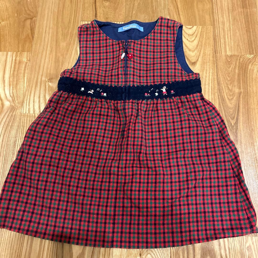 ファミリア 80 チェック ワンピース - メルカリ