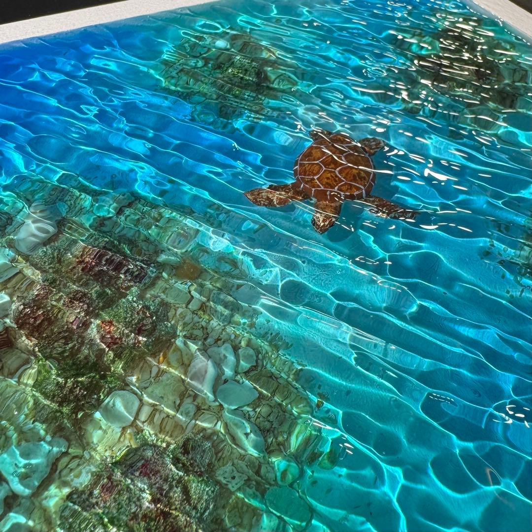 ウミガメ レジンアート オーシャンアート ホヌ 海 アート 波紋 アート