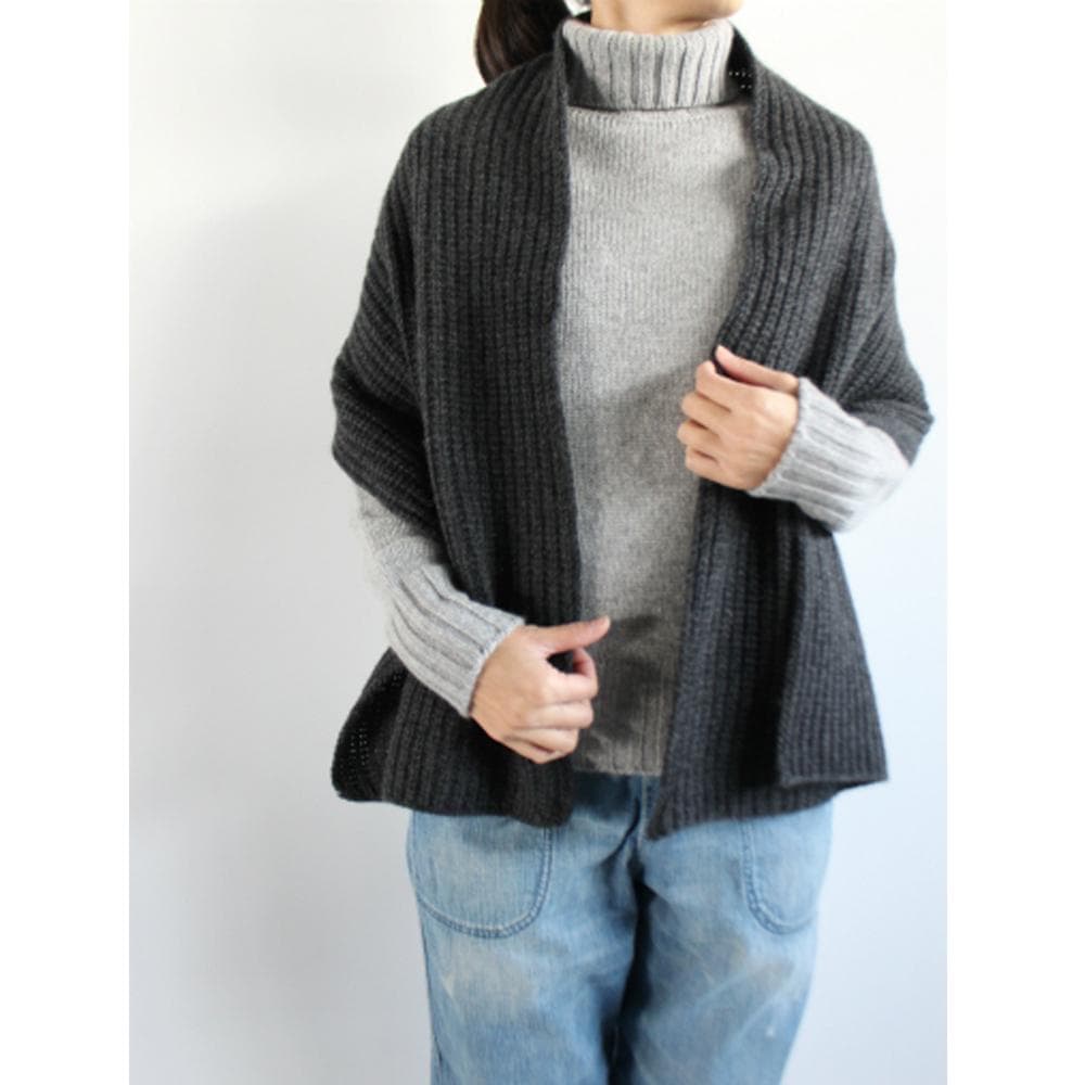 n100 カギ針編み カシミヤ100％ マフラー グレー エヌワンハンドレッド