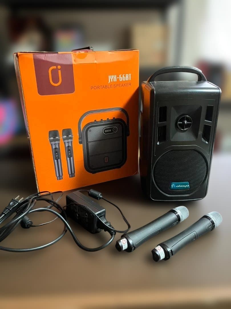 ポータブルスピーカー ワイヤレスマイク2本付きセット JYX-66BT レンタル JYX-66BT ワイヤレスマイク付き拡声器｜株式会社きとみ電器