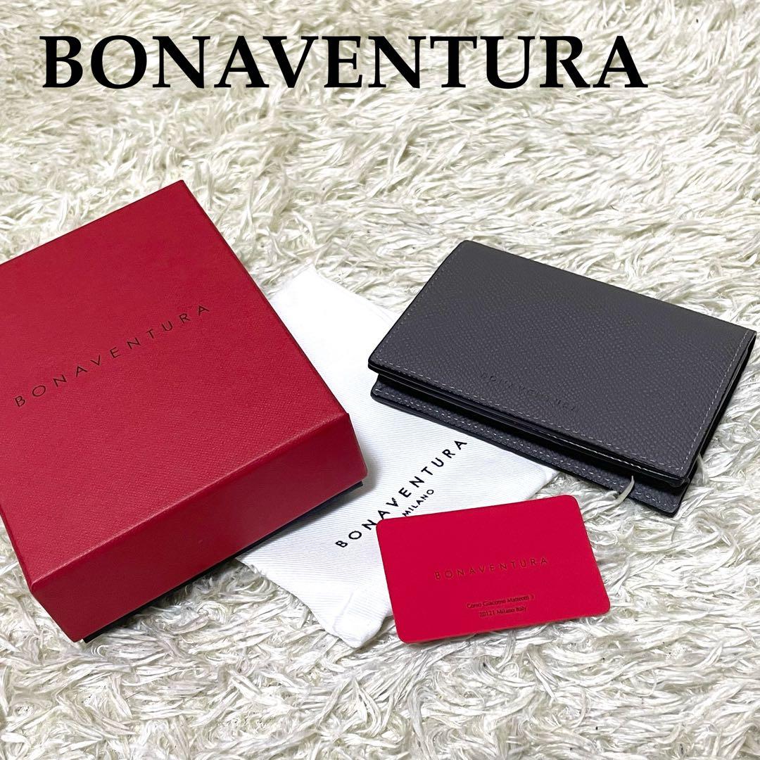 BONAVENTURA 【美品】名刺入れ　カードケース　レザー　チャコールグレー BONAVENTURA（ボナベンチュラ） 名刺入れ エンベロープカードケース