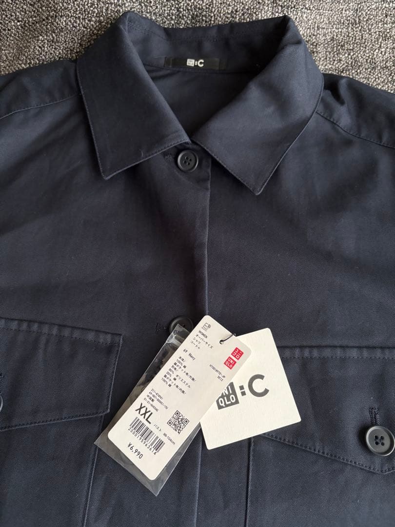 《新品》UNIQLO:C オーバーサイズシャツコート　XXL ネイビー