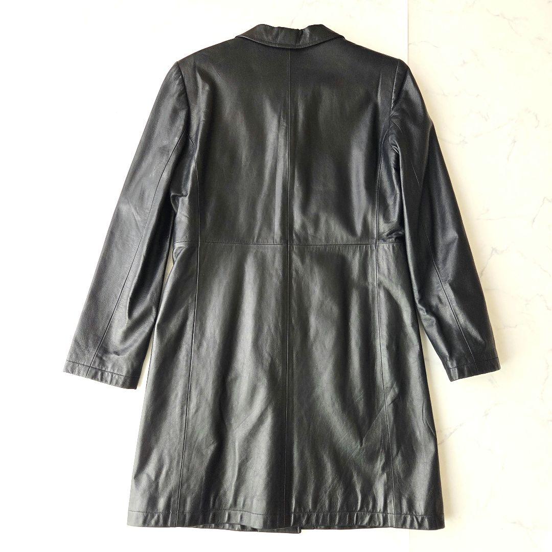 美品✨️ 北川製 BALMAIN バルマン ラムレザー ロングコート 黒 9号